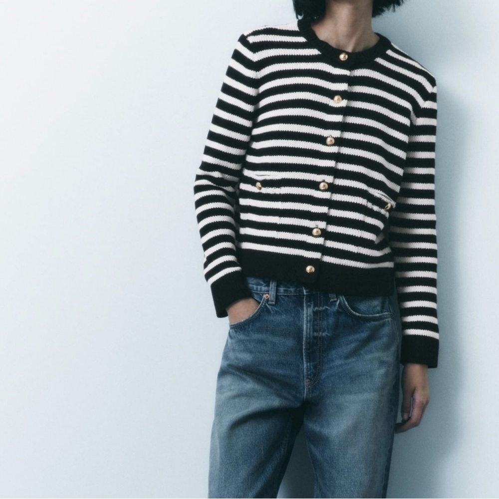 Zara Striped Knit Cardigan